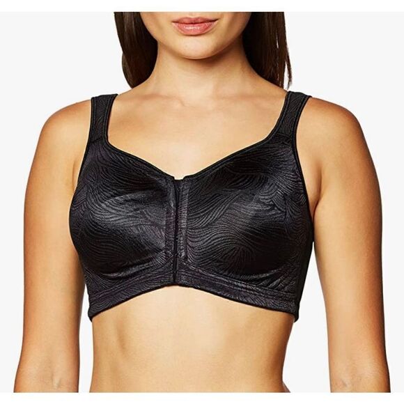Playtex Women's 18 Hour 36B BLACK Front Close Wirefree Back Support Posture Full - Picture 4 of 13